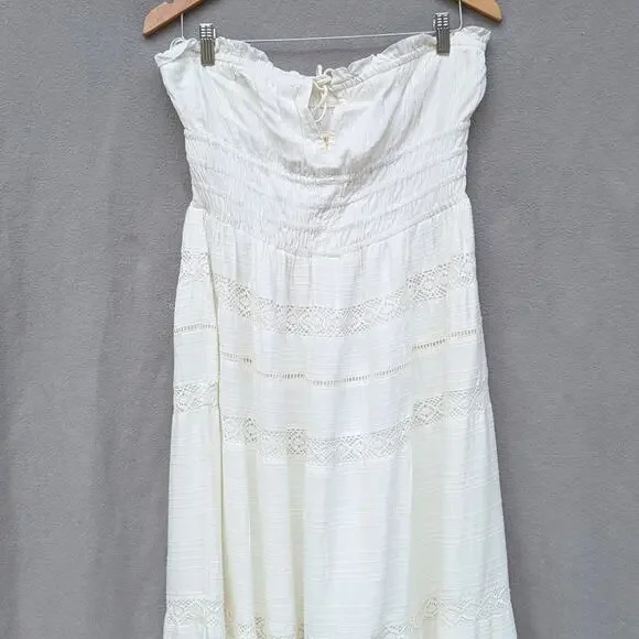 anthropologie maeve strapless smocked midi dress Maeve Strapless Smocked Midi Dress